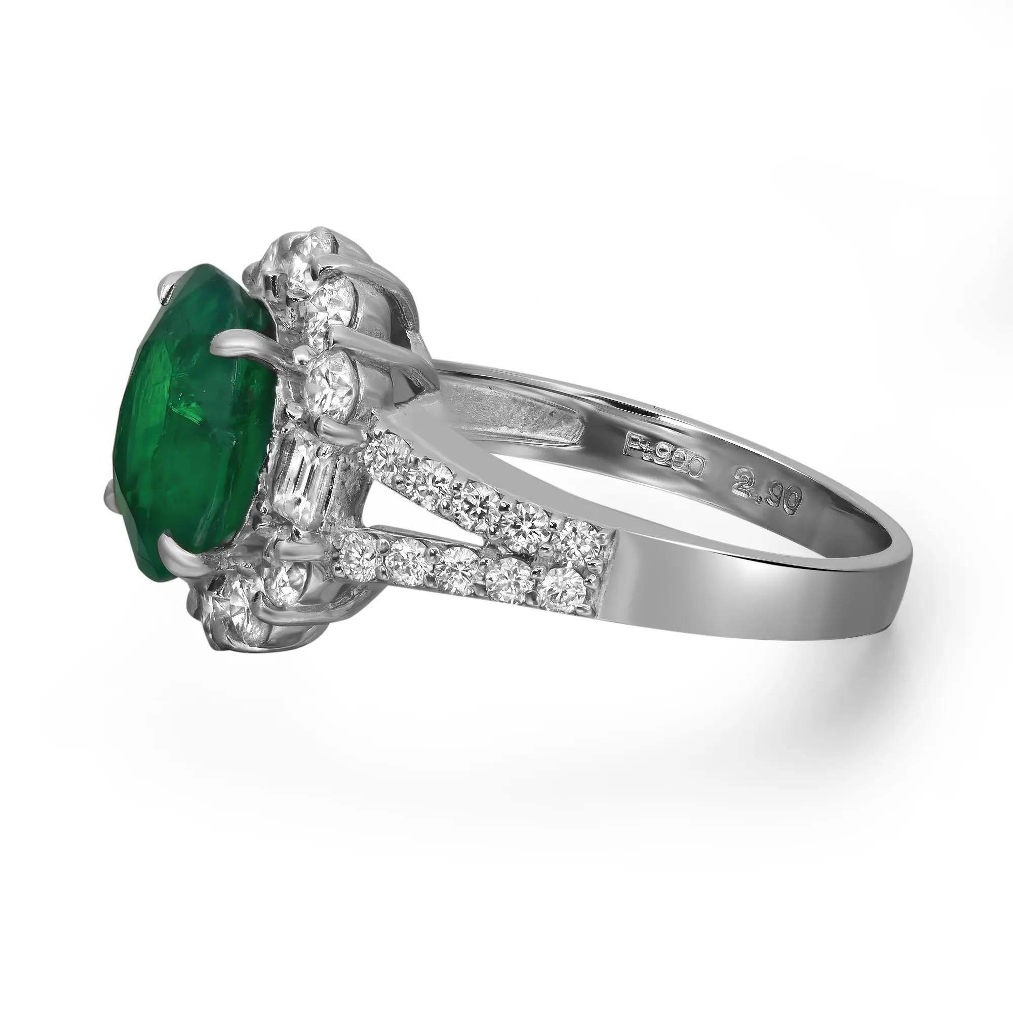 Oval Cut Granat 2.90Cttw und Diamant 0.95Cttw Cocktail Ring Platin Größe 5.75 im Zustand „Neu“ im Angebot in New York, NY