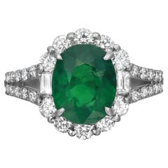 Anello da cocktail in platino con granato ovale da 2,90 carati e diamante da 0,95 carati, misura 5,75