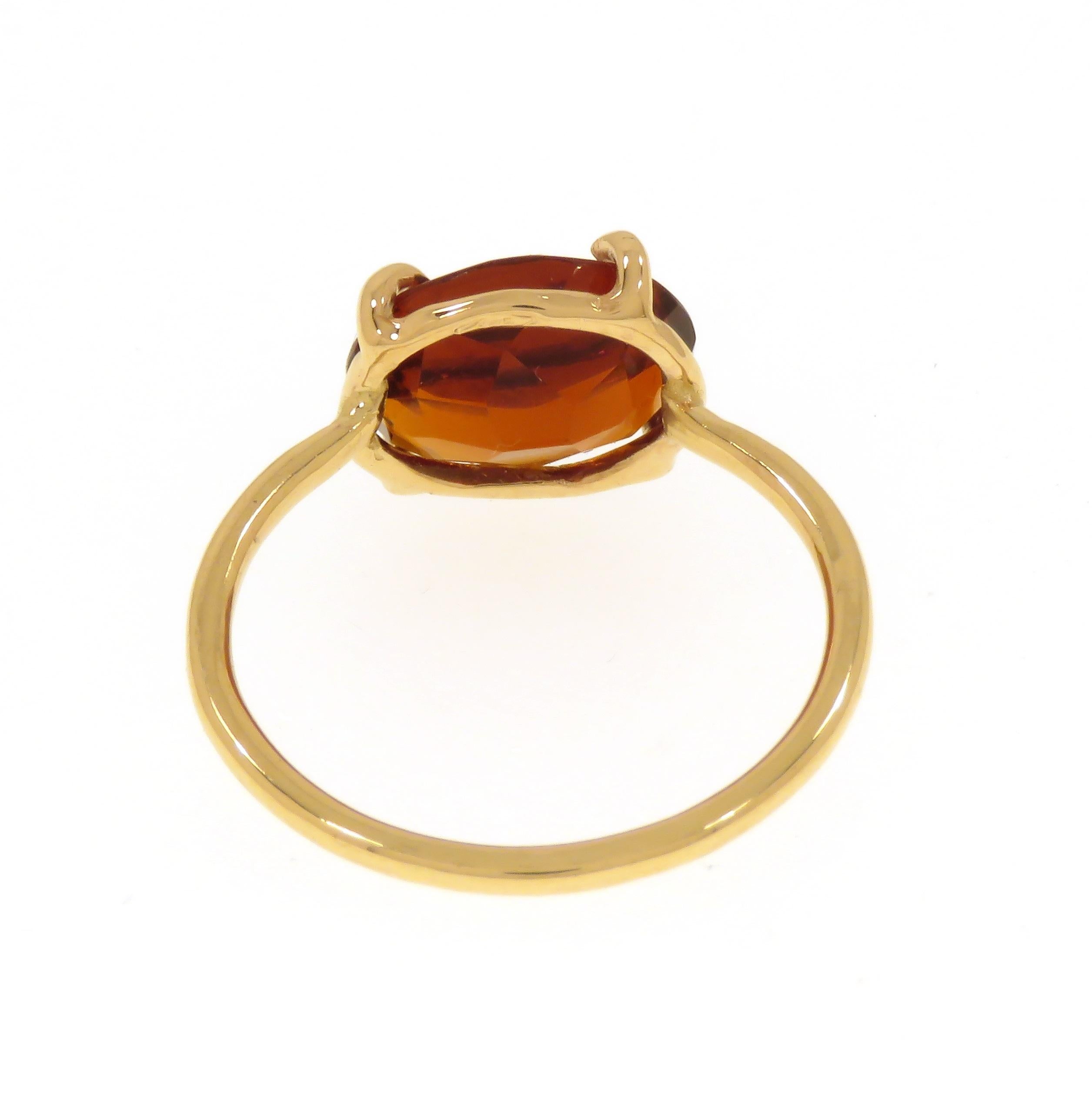 Oval Cut Garnet 9 Karat Rose Gold Ring Handcrafted in Italy For Sale 2