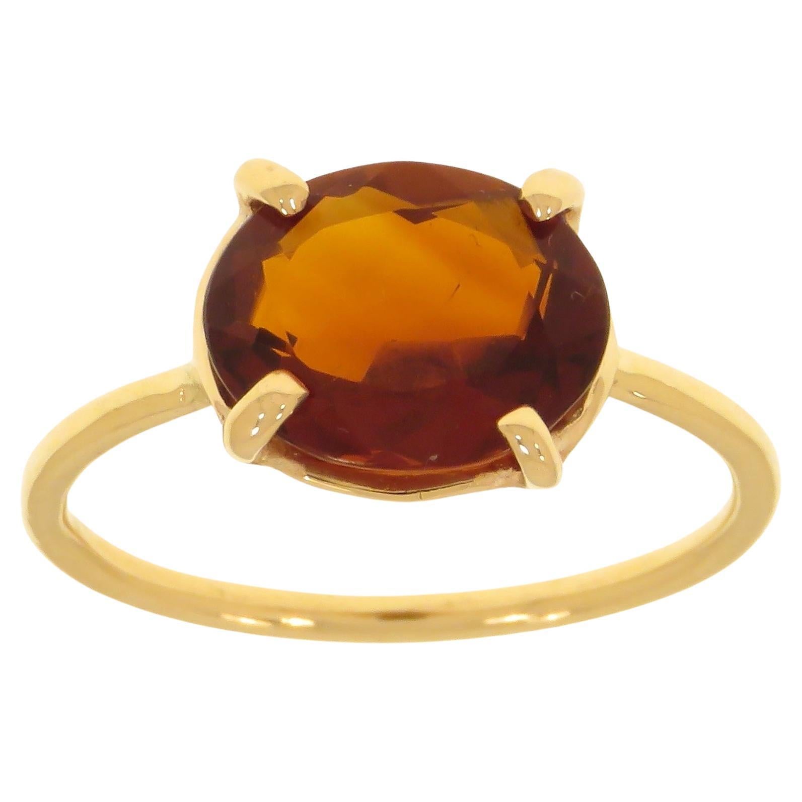 Oval Cut Garnet 9 Karat Rose Gold Ring Handcrafted in Italy