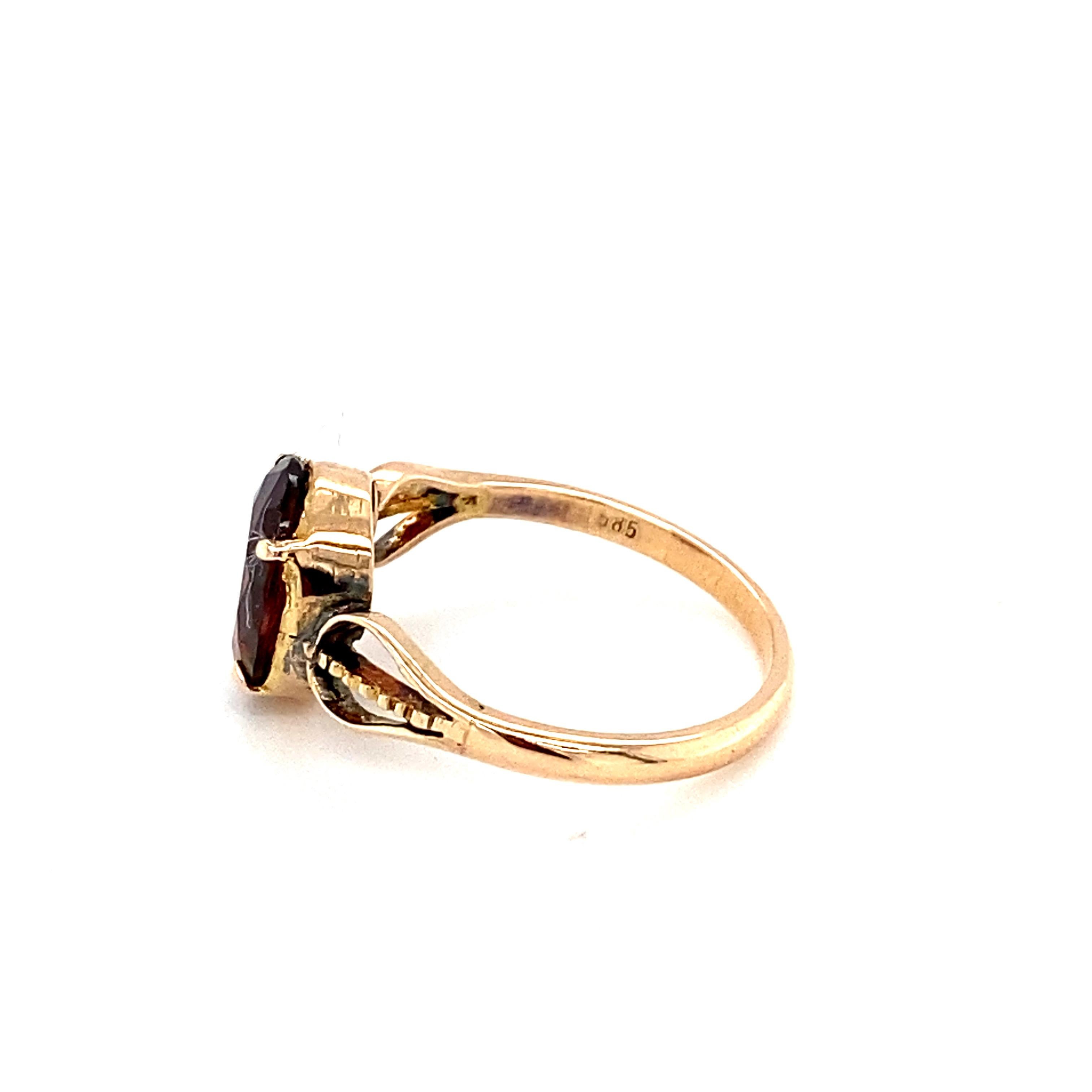 Oval Cut Garnet Yellow Gold Solitaire Ring For Sale 6