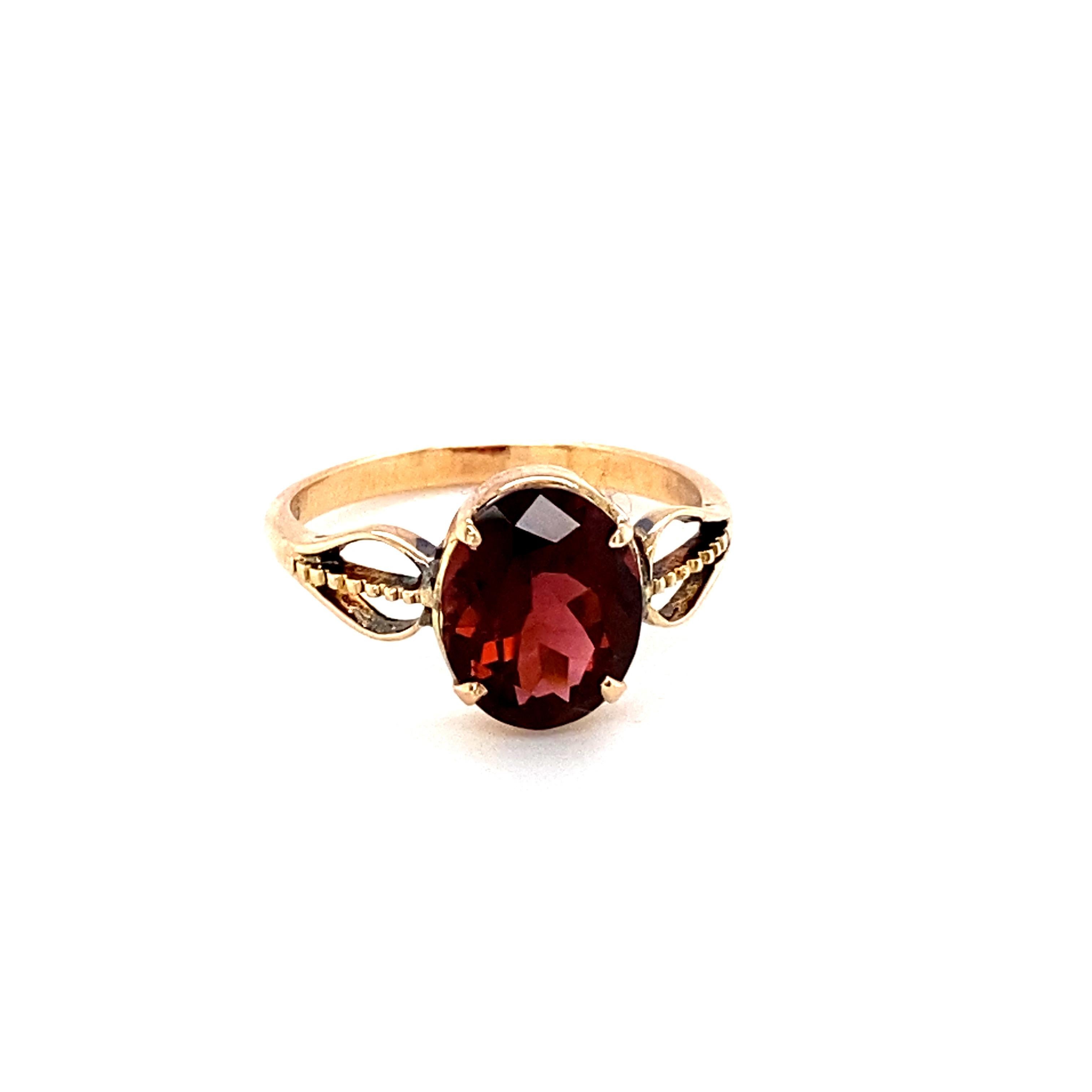 Oval Cut Garnet Yellow Gold Solitaire Ring For Sale 8