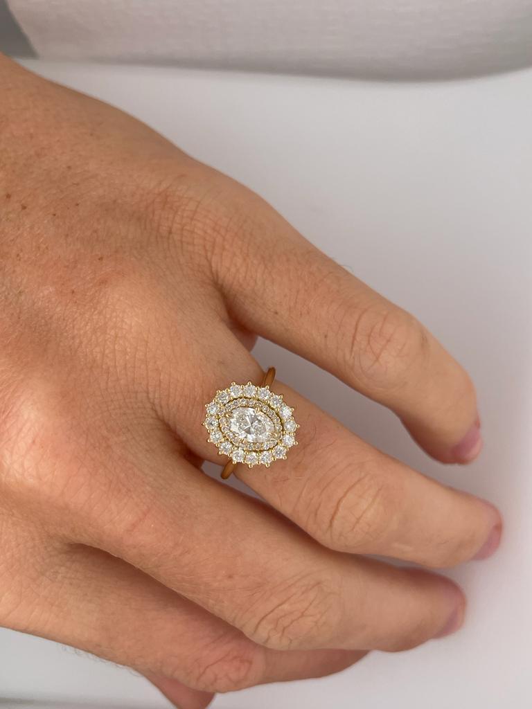 For Sale:  Oval Cut Halo Diamond ring with double halo  10