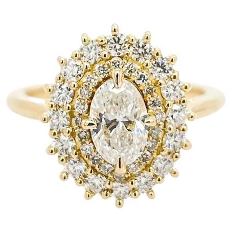 For Sale:  Oval Cut Halo Diamond ring with double halo