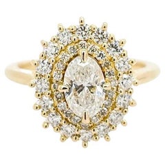Oval Cut Halo Diamond ring with double halo 