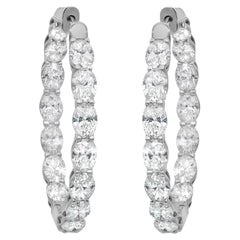 Oval Cut Lab Grown Diamond Hoop Earrings 14K White Gold 6.24Cttw