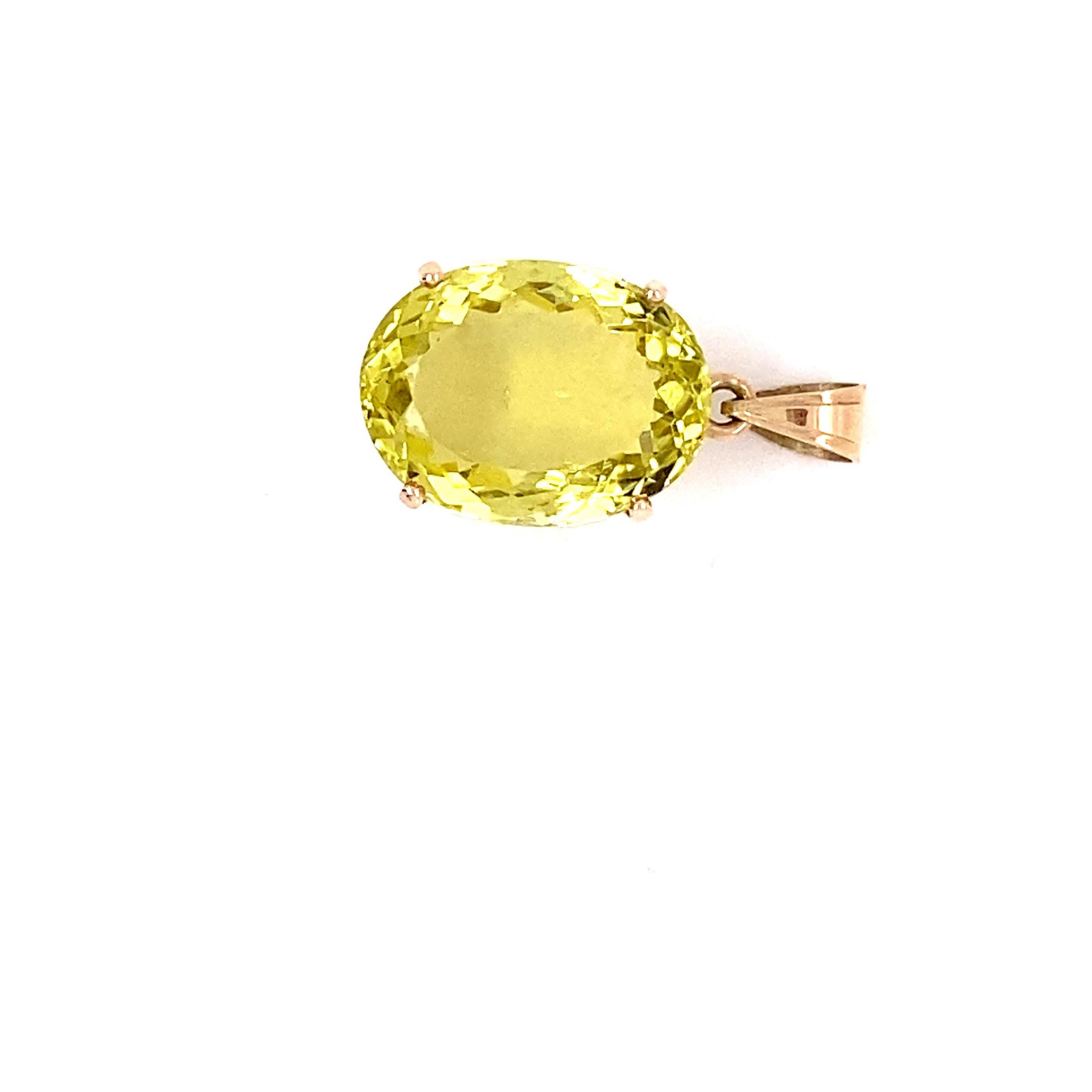 Oval Cut Lemon Topaz Yellow Gold Pendant Necklace For Sale 9
