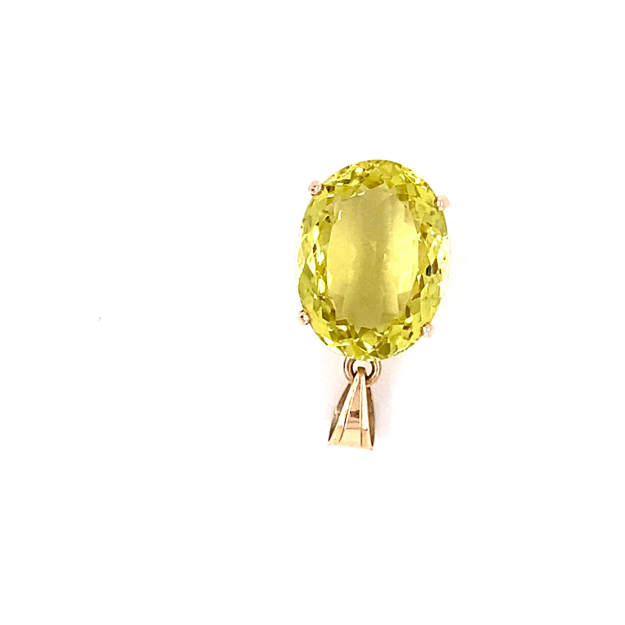 Oval Cut Lemon Topaz Yellow Gold Pendant Necklace For Sale 10