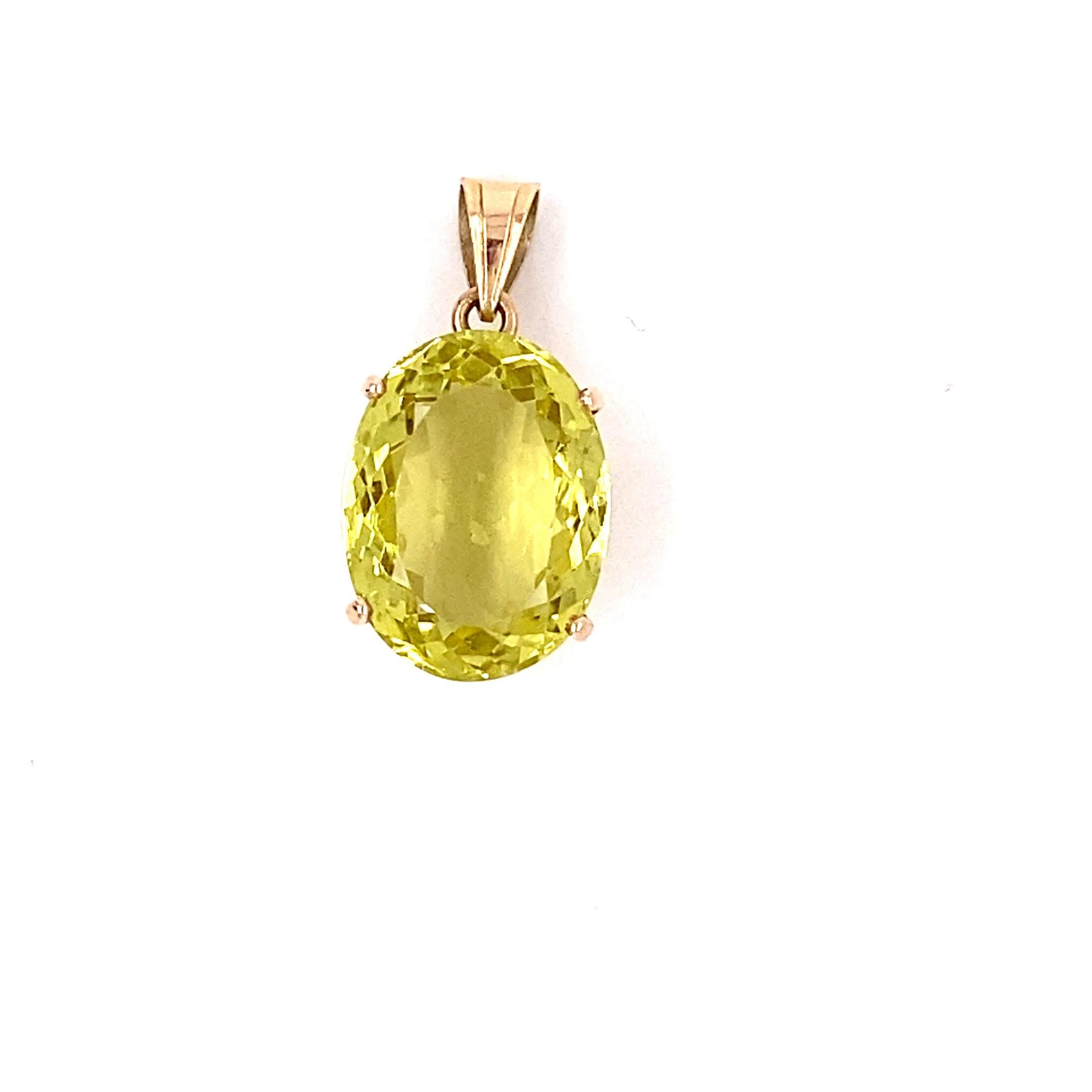 Oval Cut Lemon Topaz Yellow Gold Pendant Necklace For Sale 11