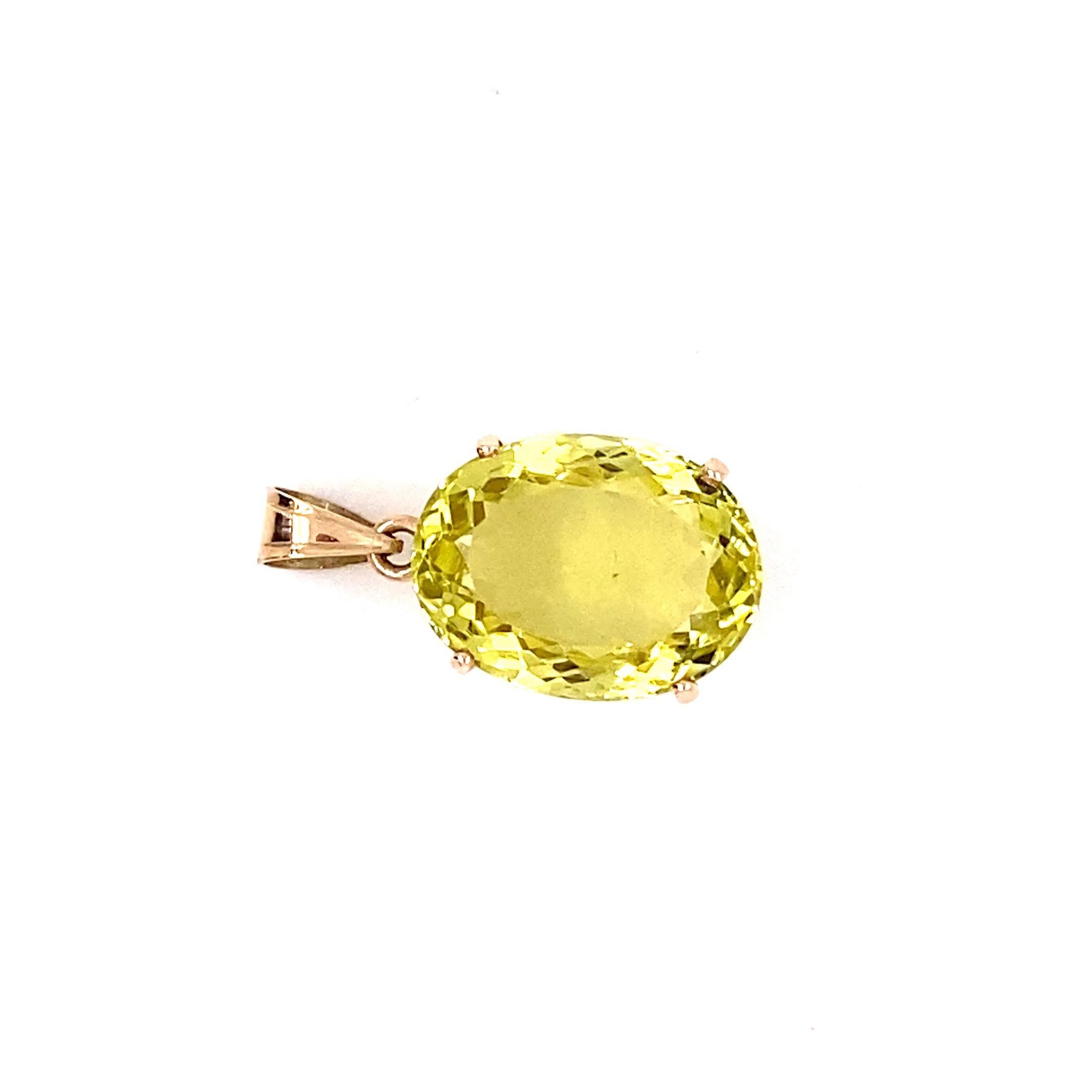 Oval Cut Lemon Topaz Yellow Gold Pendant Necklace For Sale 12