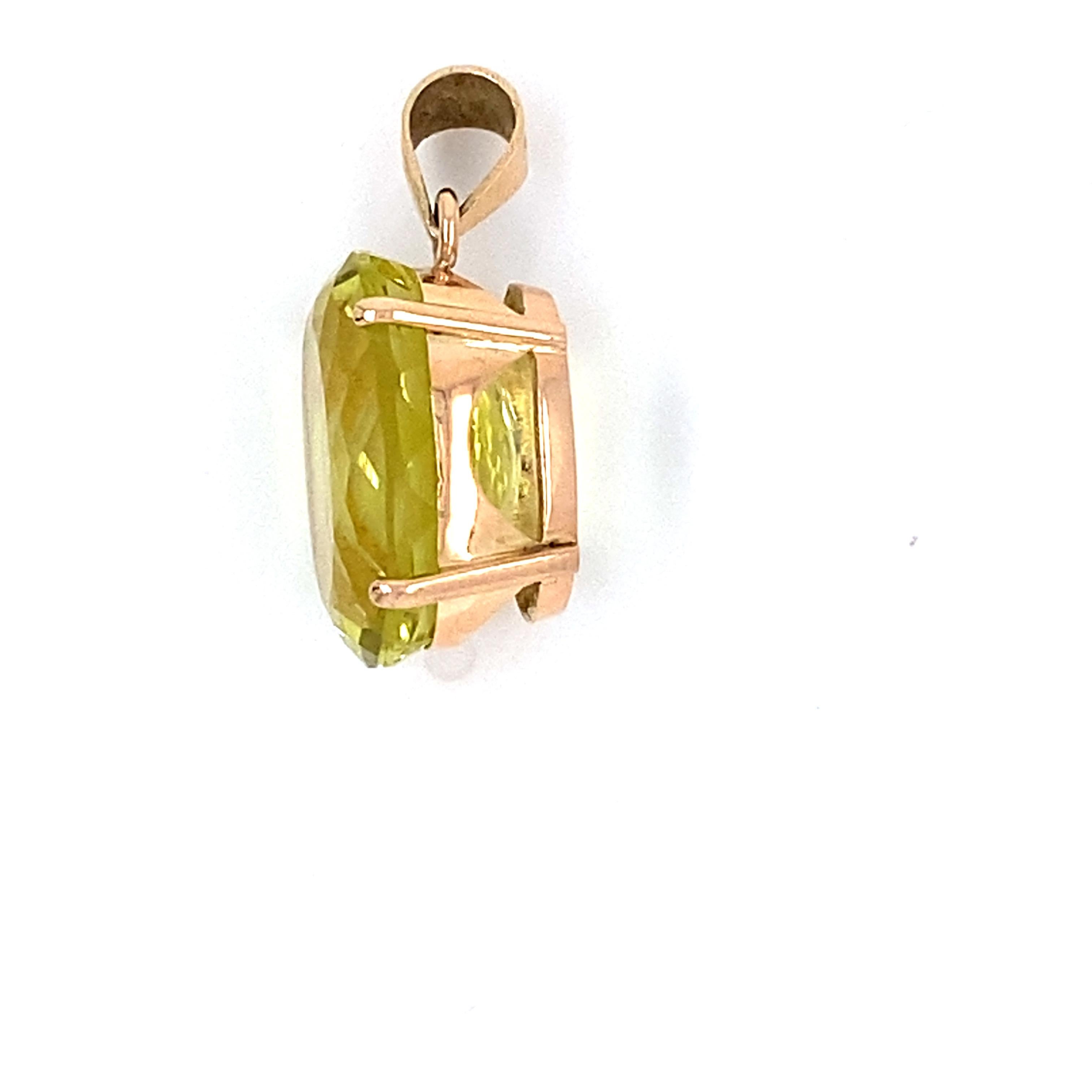 Oval Cut Lemon Topaz Yellow Gold Pendant Necklace For Sale 13