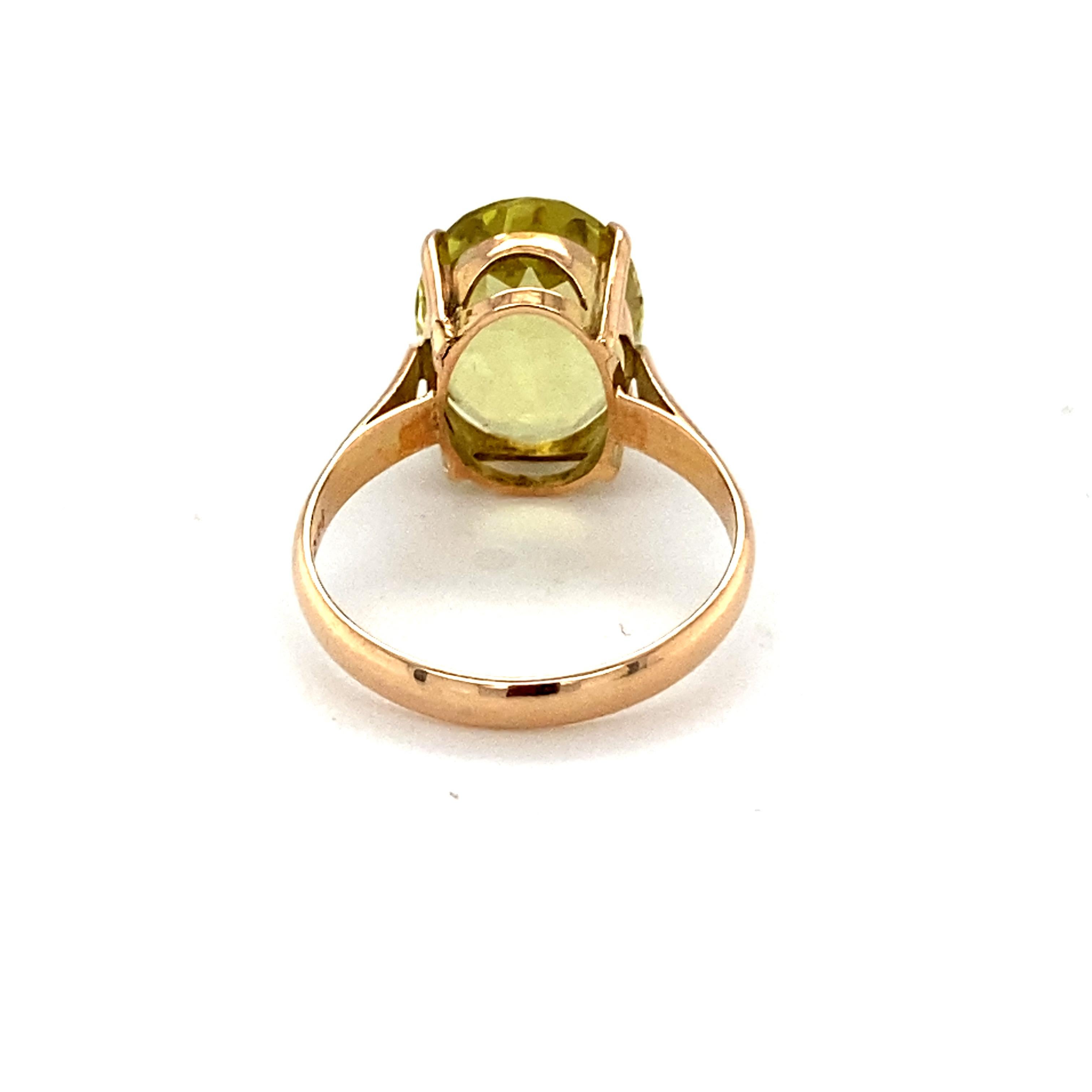 Oval Cut Lemon Topaz Yellow Gold Solitaire Ring For Sale 10