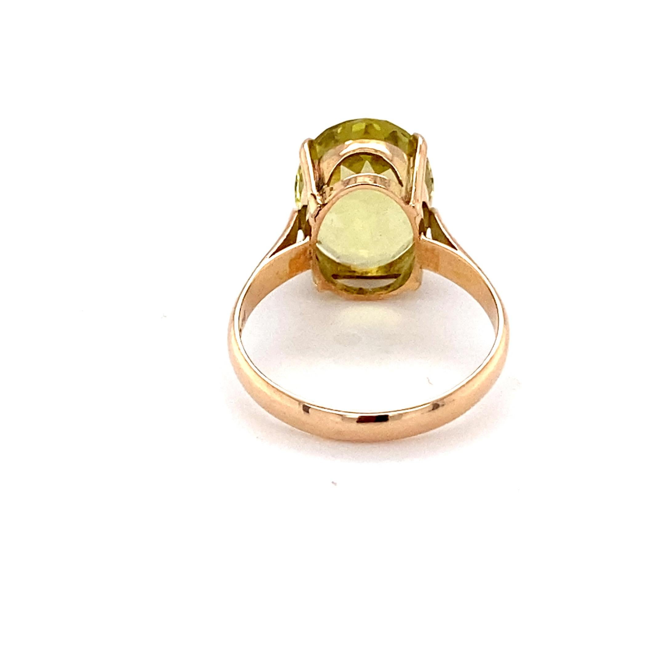 Oval Cut Lemon Topaz Yellow Gold Solitaire Ring For Sale 11