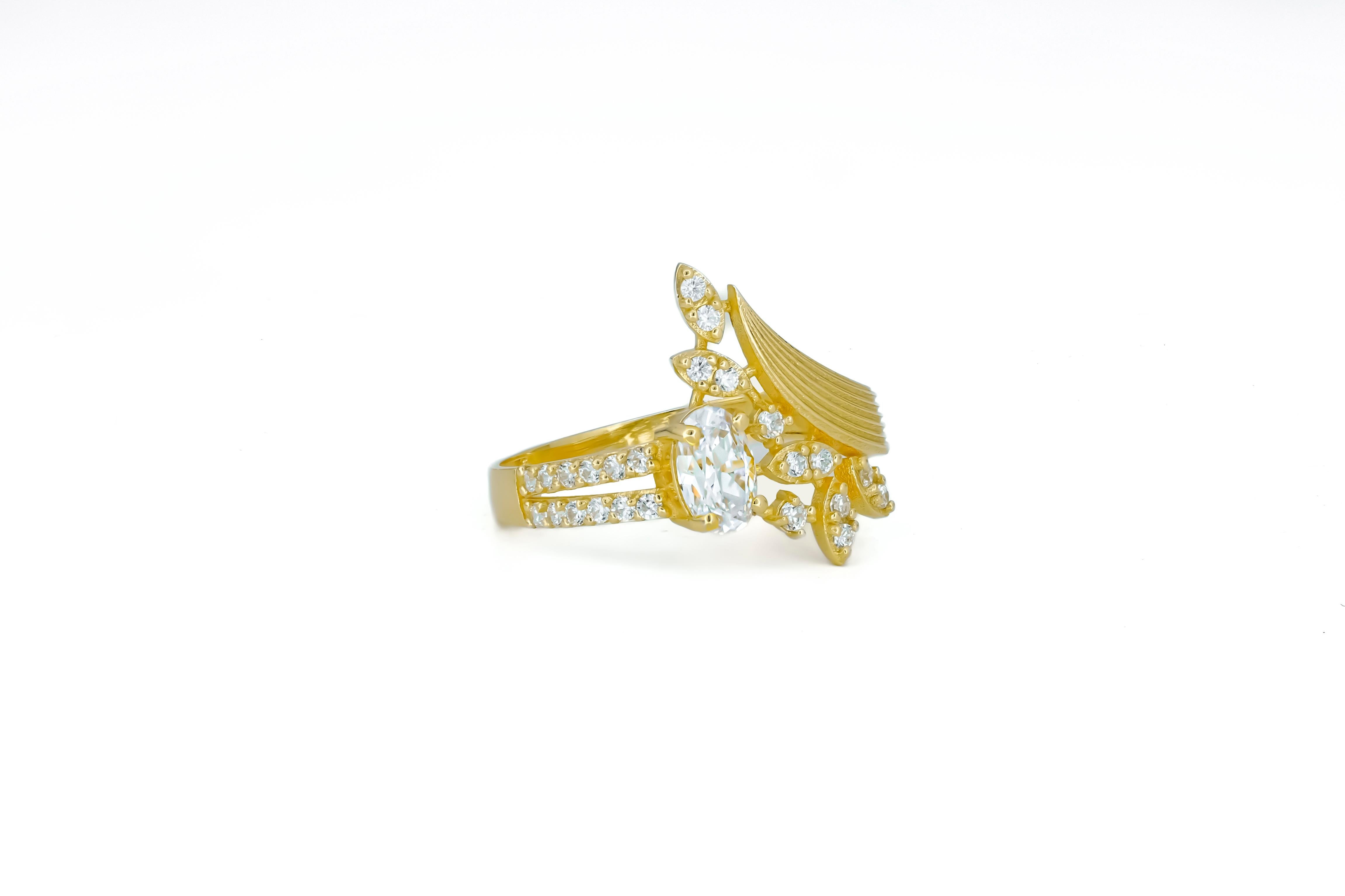For Sale:  Oval cut moissanite 14k gold ring. 4