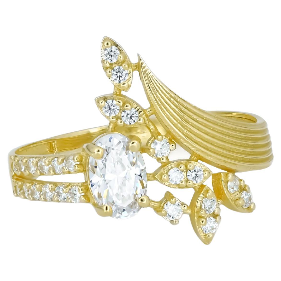Anillo de oro de 14k con moissanita talla oval