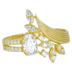 Anillo de oro de 14k con moissanita talla oval