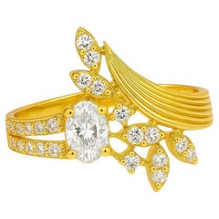 Bague en or 14k avec moissanite ovale