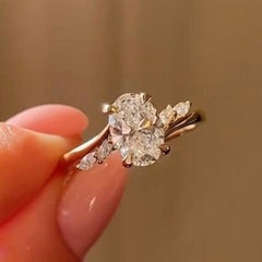 Oval Cut Moissanite Ring 925 Sterling Silver Unique Solitare Ring Gift For Women