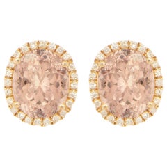 Orecchini con Morganite taglio ovale e diamante aureolato 5,5 carati totali