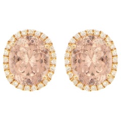 Orecchini con Morganite taglio ovale e diamante aureolato 5,5 carati totali