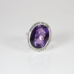 Oval Cut Natural Amethyst Cocktail Ring
