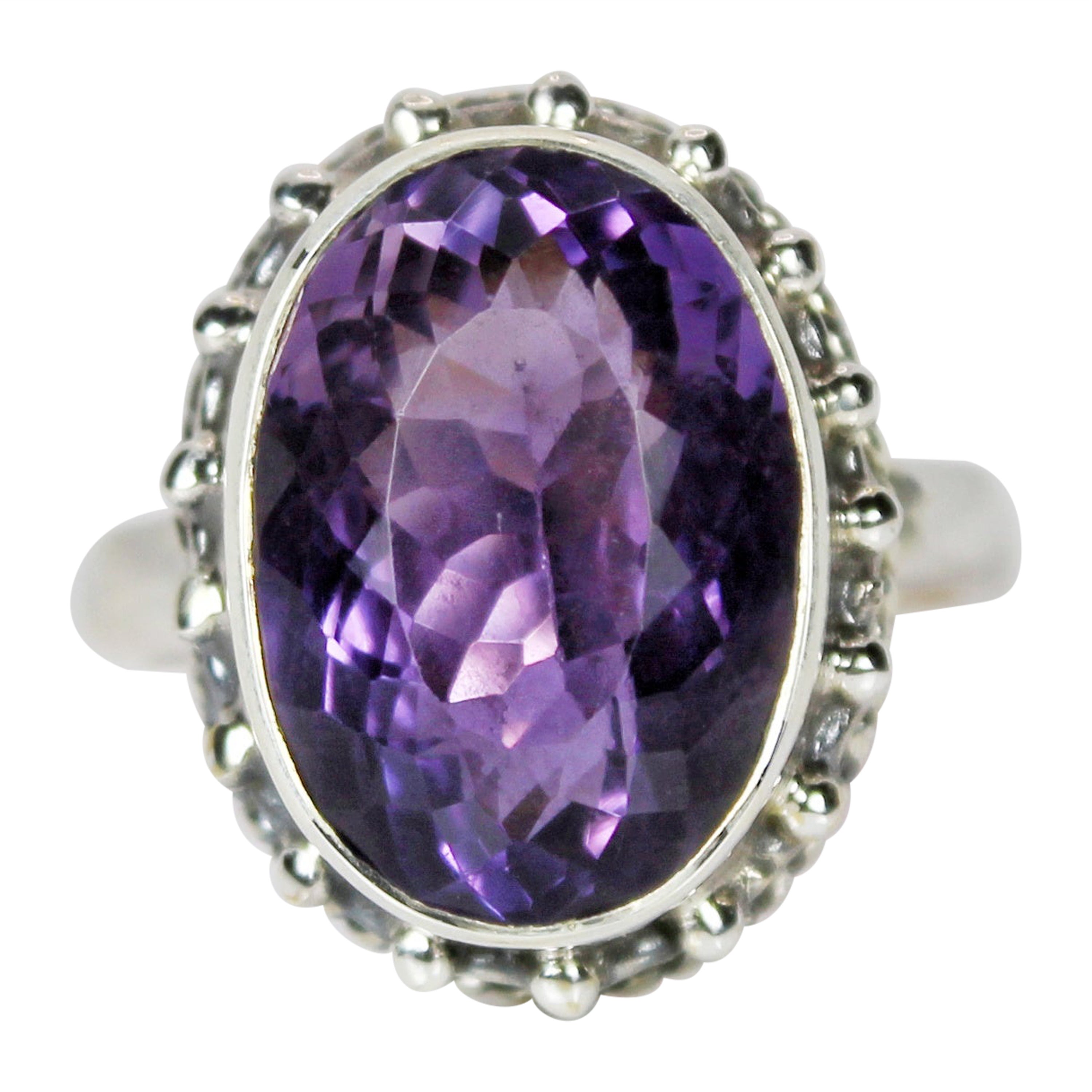 Oval Cut Natural Amethyst Ring For Sale