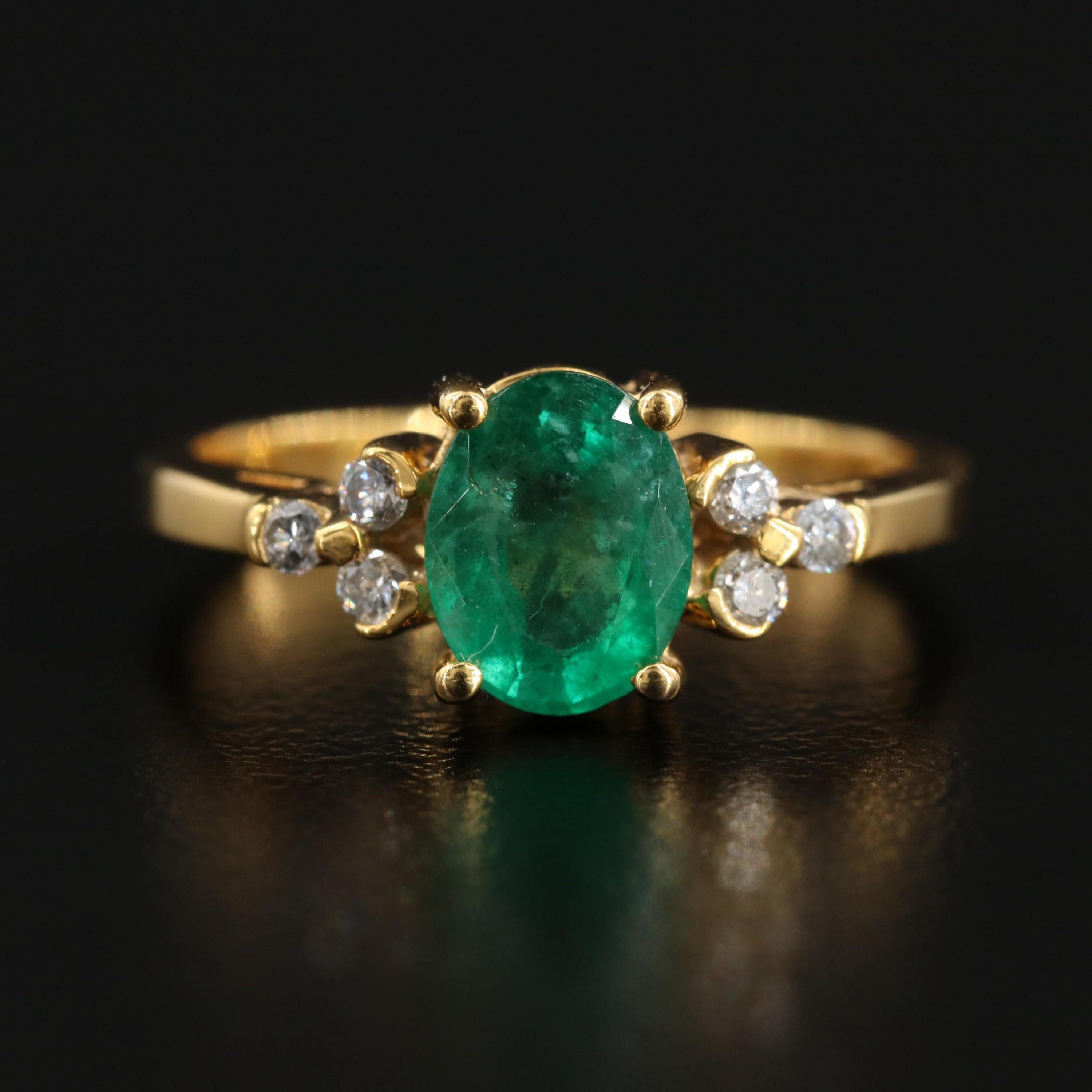 Customizable Oval Cut Natural Emerald Diamond Engagement Ring