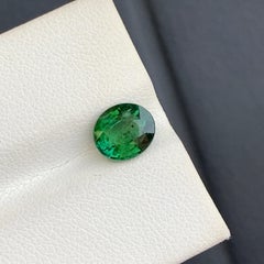 Pierre précieuse brute de tourmaline verte naturelle, taille ovale, pour bijoux, 7 mm