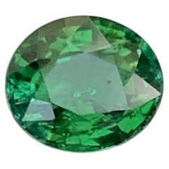 Pierre précieuse brute de tourmaline verte naturelle, taille ovale, pour bijoux, 7 mm