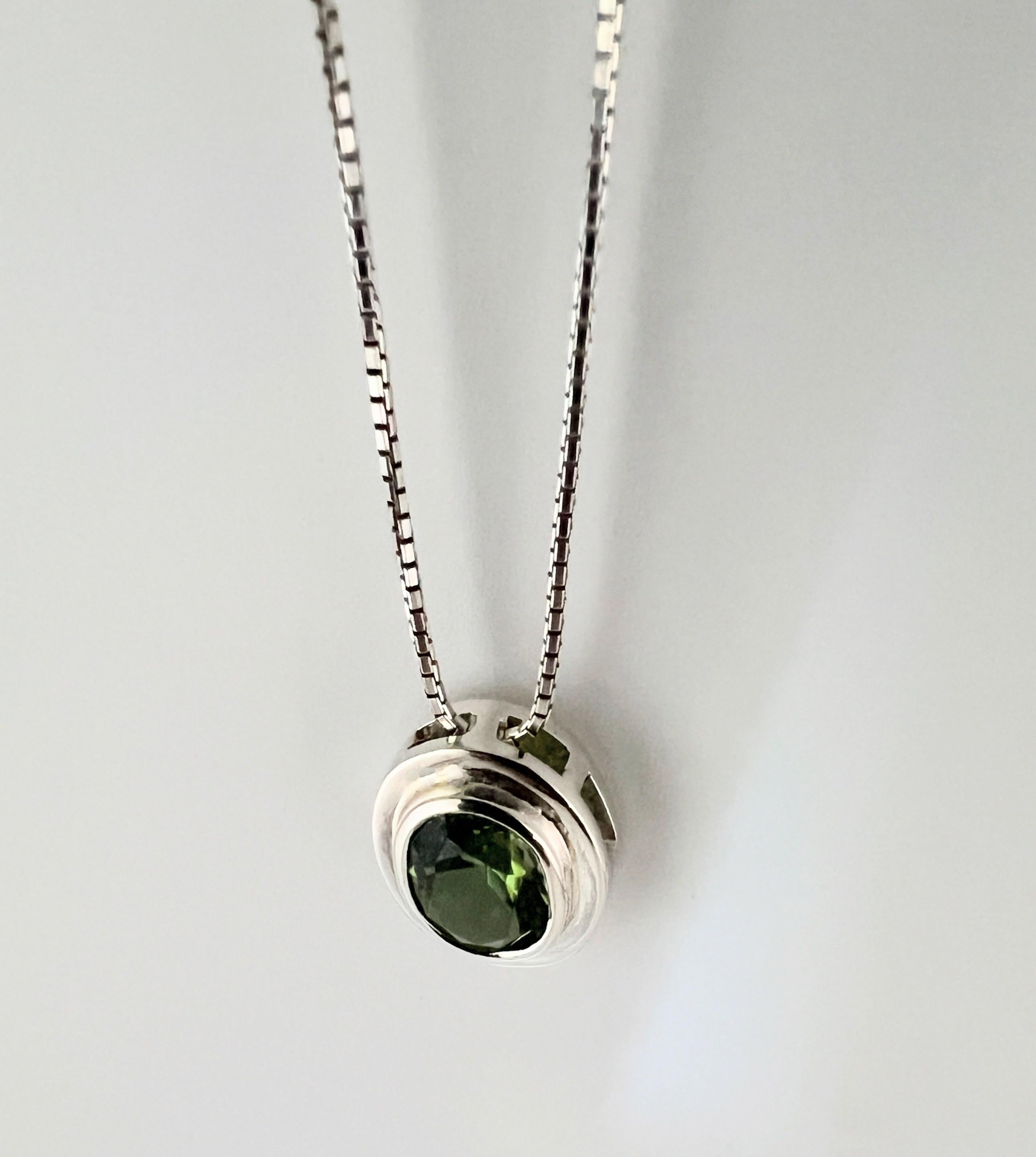 Oval Cut Natural Rare Green Citrine Pendant Necklace For Sale 3