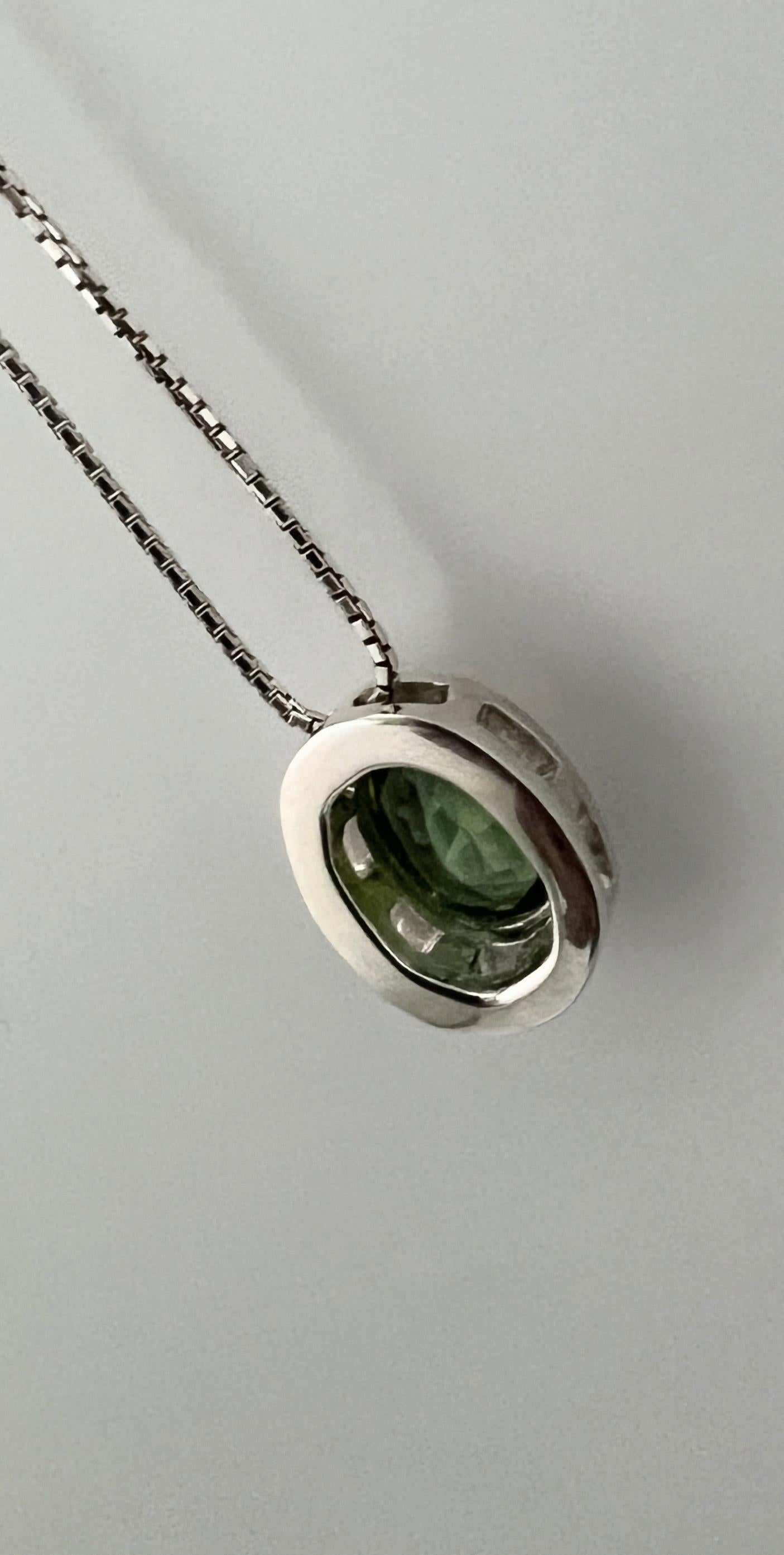 Oval Cut Natural Rare Green Citrine Pendant Necklace For Sale 5