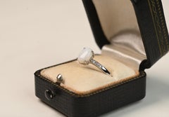 Opal Engagement Ring. 0.80ct Oval Cut Opal Diamond Accent Ring 14K White Gold