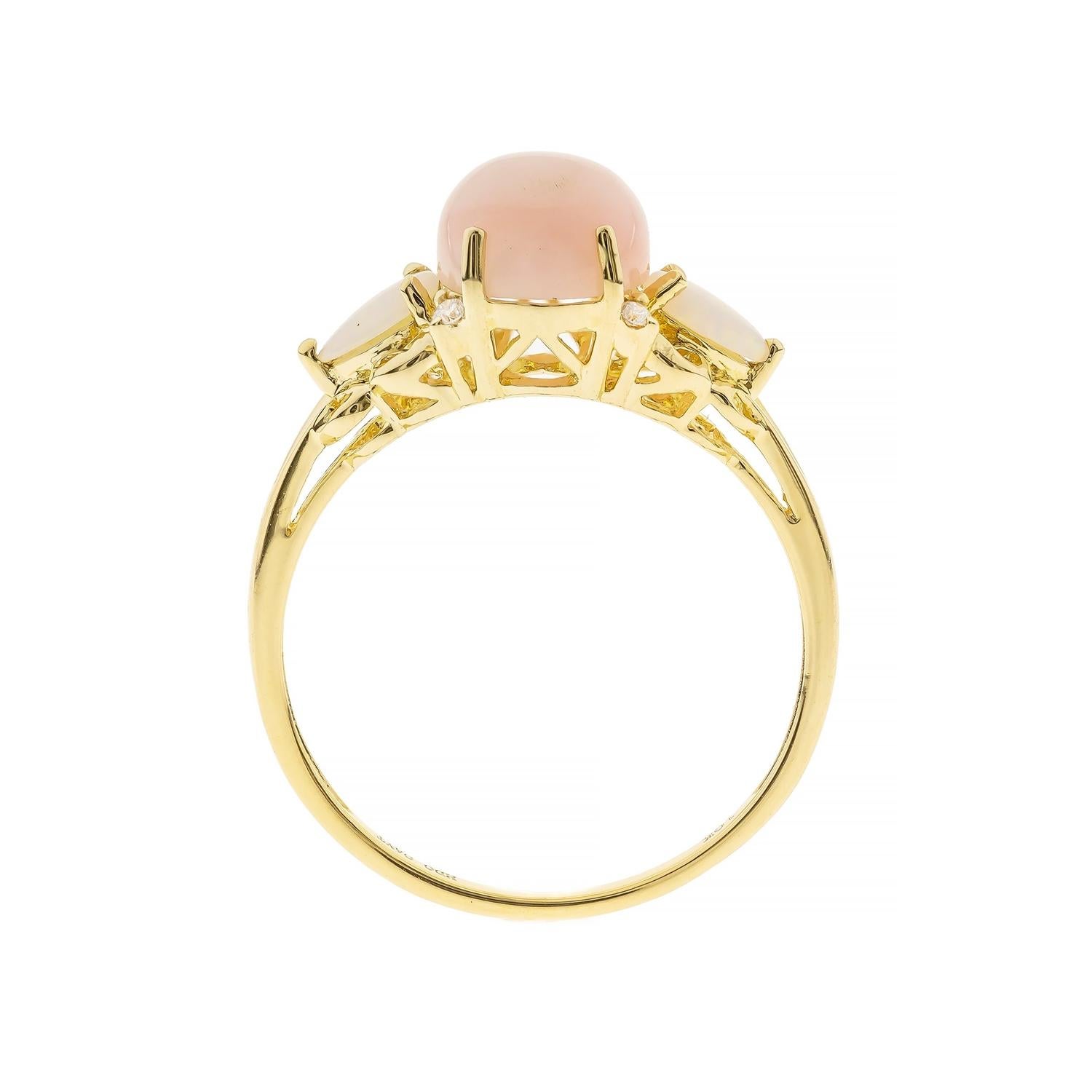 Oval Cut Oval-Cut Peruvian Pink Opal Ring For Sale