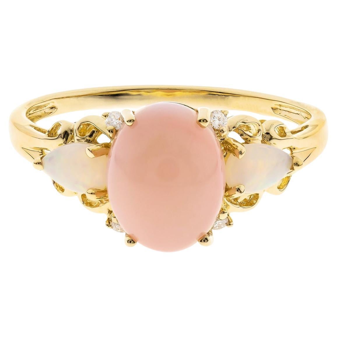 Oval-Cut Peruvian Pink Opal Ring For Sale