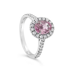 Roman Malakov 1.57 Carats Oval Cut Pink Sapphire & Diamond Halo Engagement Ring