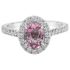 Roman Malakov 1.57 Carats Oval Cut Pink Sapphire & Diamond Halo Engagement Ring