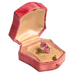 Oval geschliffener rosa Turmalin-Cluster-Ring (ca. 1,90 Karat), Platin