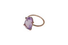 Oval Cut Lila Amethyst Rose Gold Ring Botta Gioielli Made in Italy