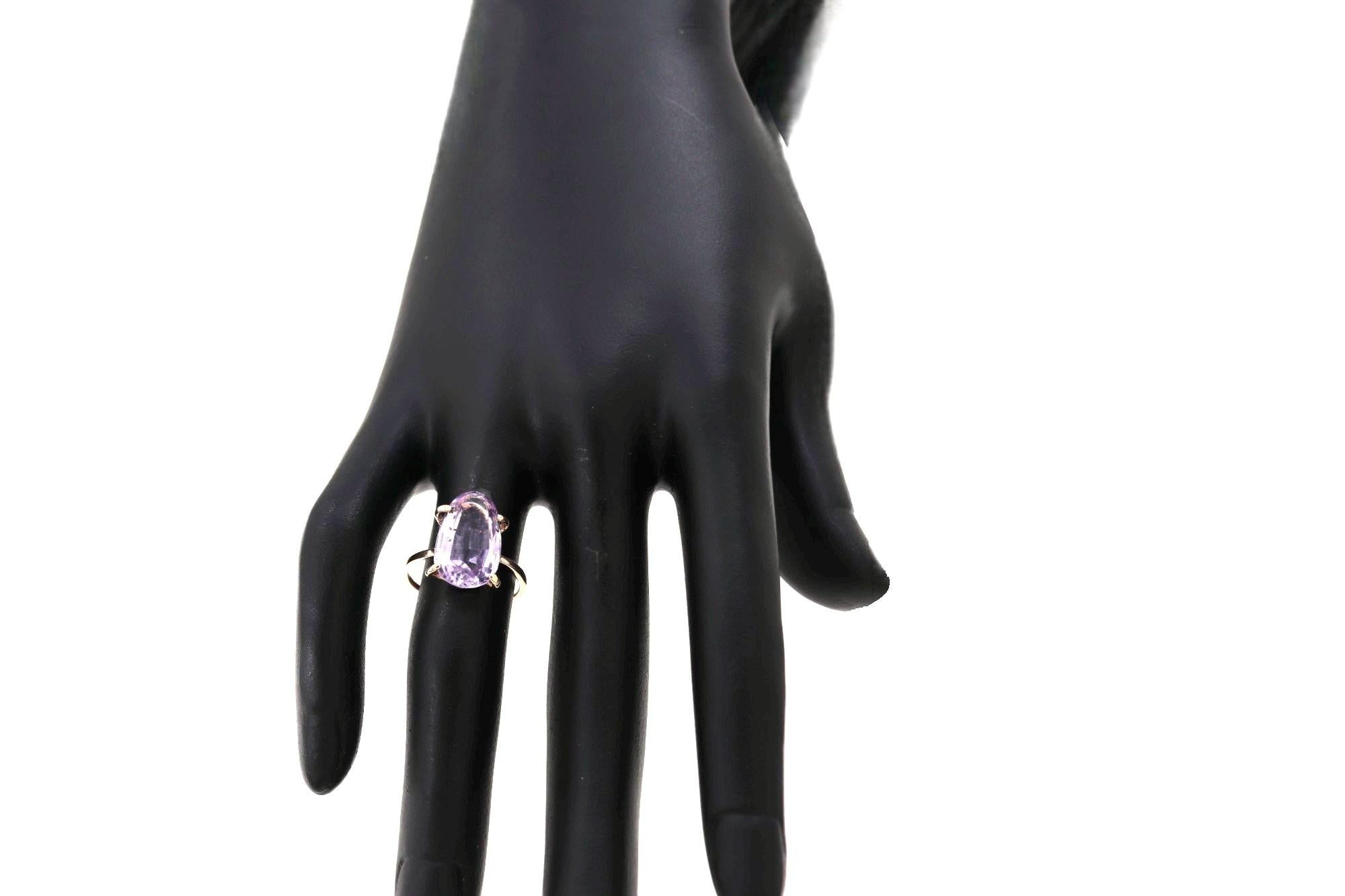 Brilliant Cut Oval Cut Purple Amethyst Rose Gold Ring Botta Gioielli Made in Italy For Sale