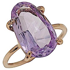 Anillo de oro rosa con amatista púrpura de talla oval Botta gioielli Made in Italy