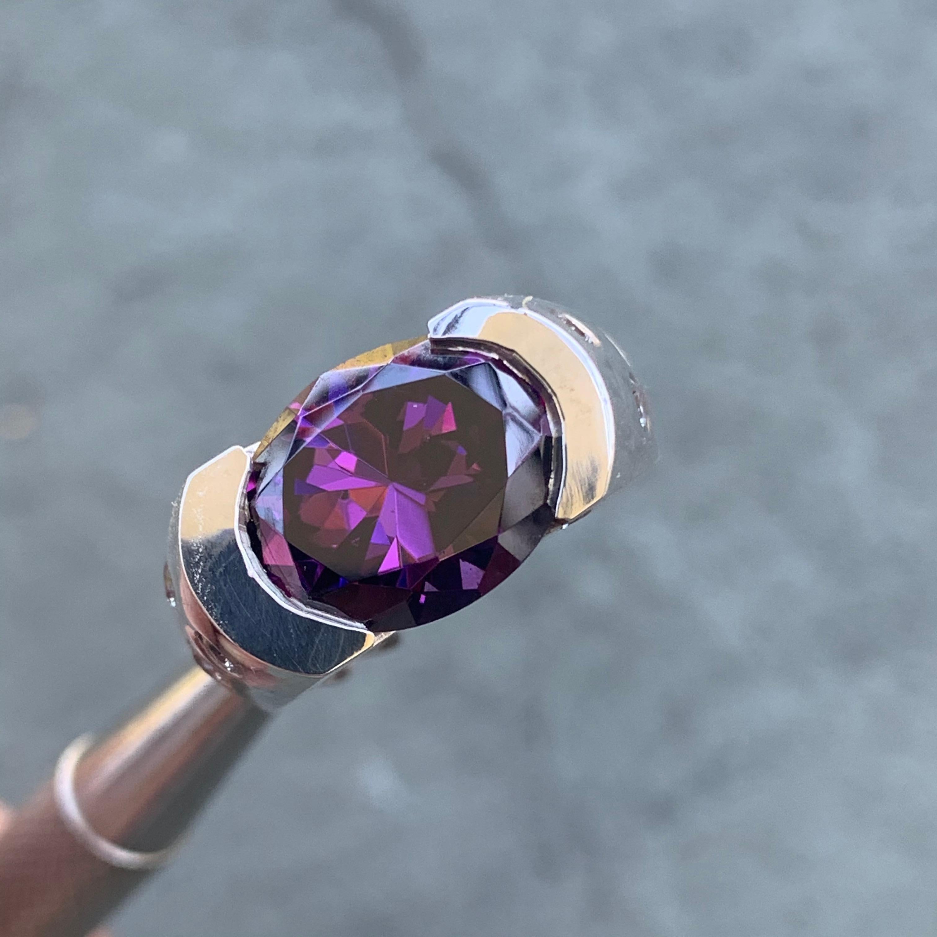 Women's Oval Cut Purple Gemstone Ring, 6 Carat TW For Sale