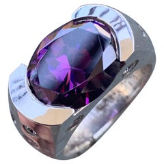 Oval Cut Purple Gemstone Ring, 6 Carat TW