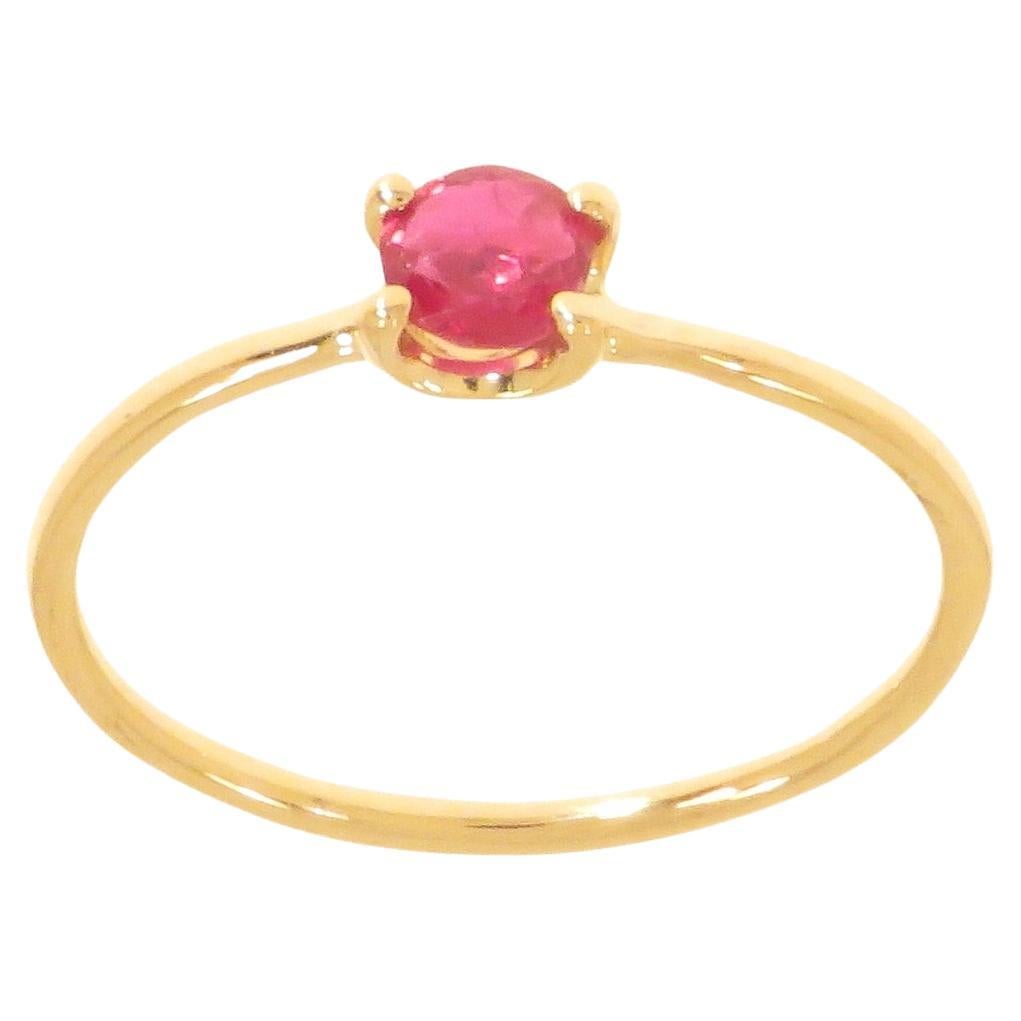 Oval Cut Ruby 9 Karat Rose Gold Band Ring Handcrafted in Italy For Sale