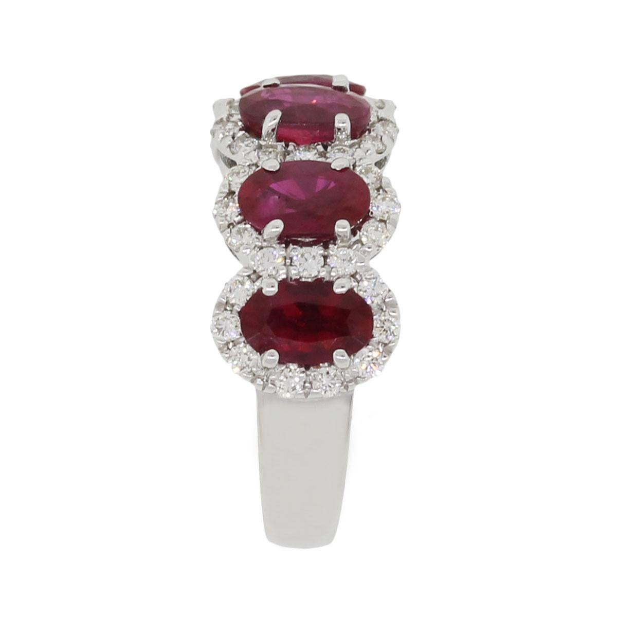 Oval Cut Ruby and Diamond Halo Ring In New Condition In Boca Raton, FL