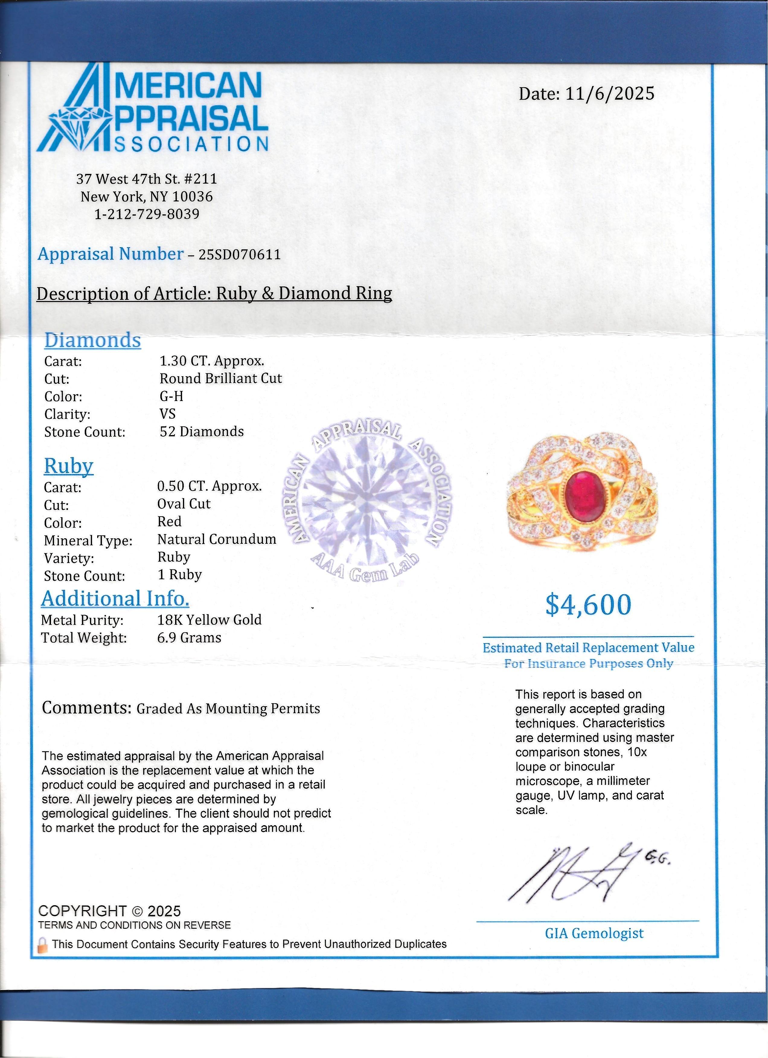 Bague de cocktail en or jaune 18 carats avec motif de cœur en rubis et diamants de taille ovale en vente 6