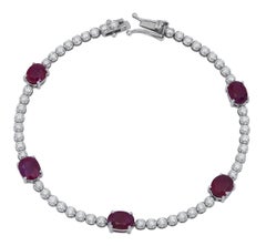Oval Cut Ruby and Diamond Tennis Bracelet