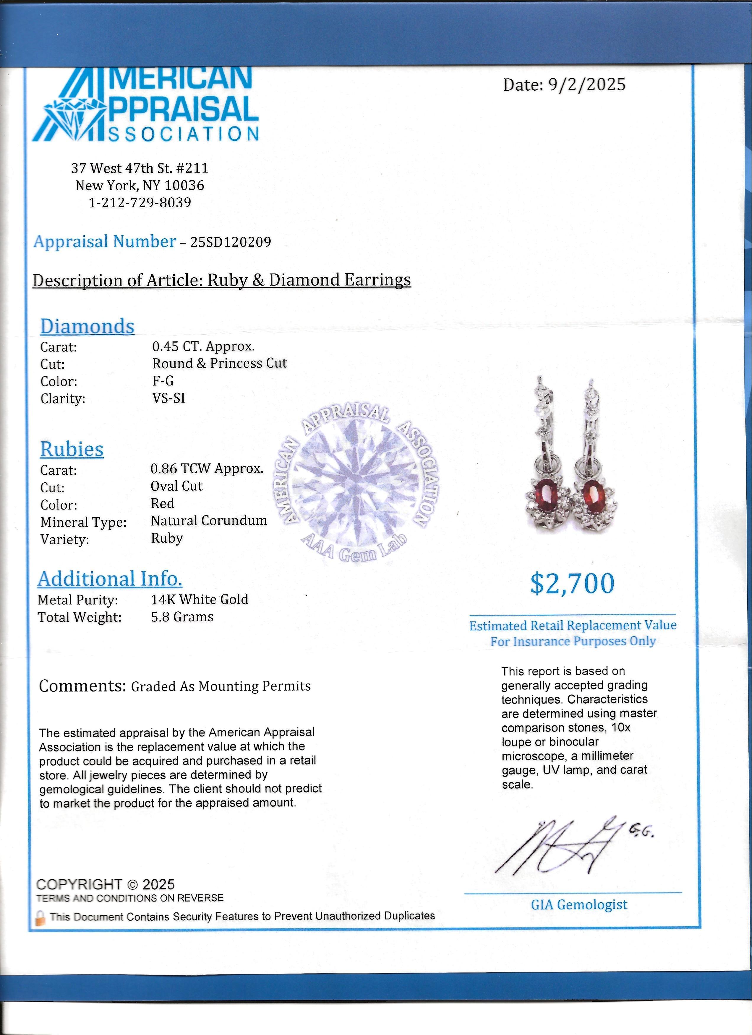 Boucles d'oreilles convertibles pendantes en or 14 carats avec rubis de taille ovale et diamants multiples en vente 5