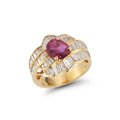 Oval Cut Ruby & Baguette Cut Diamond Ring
