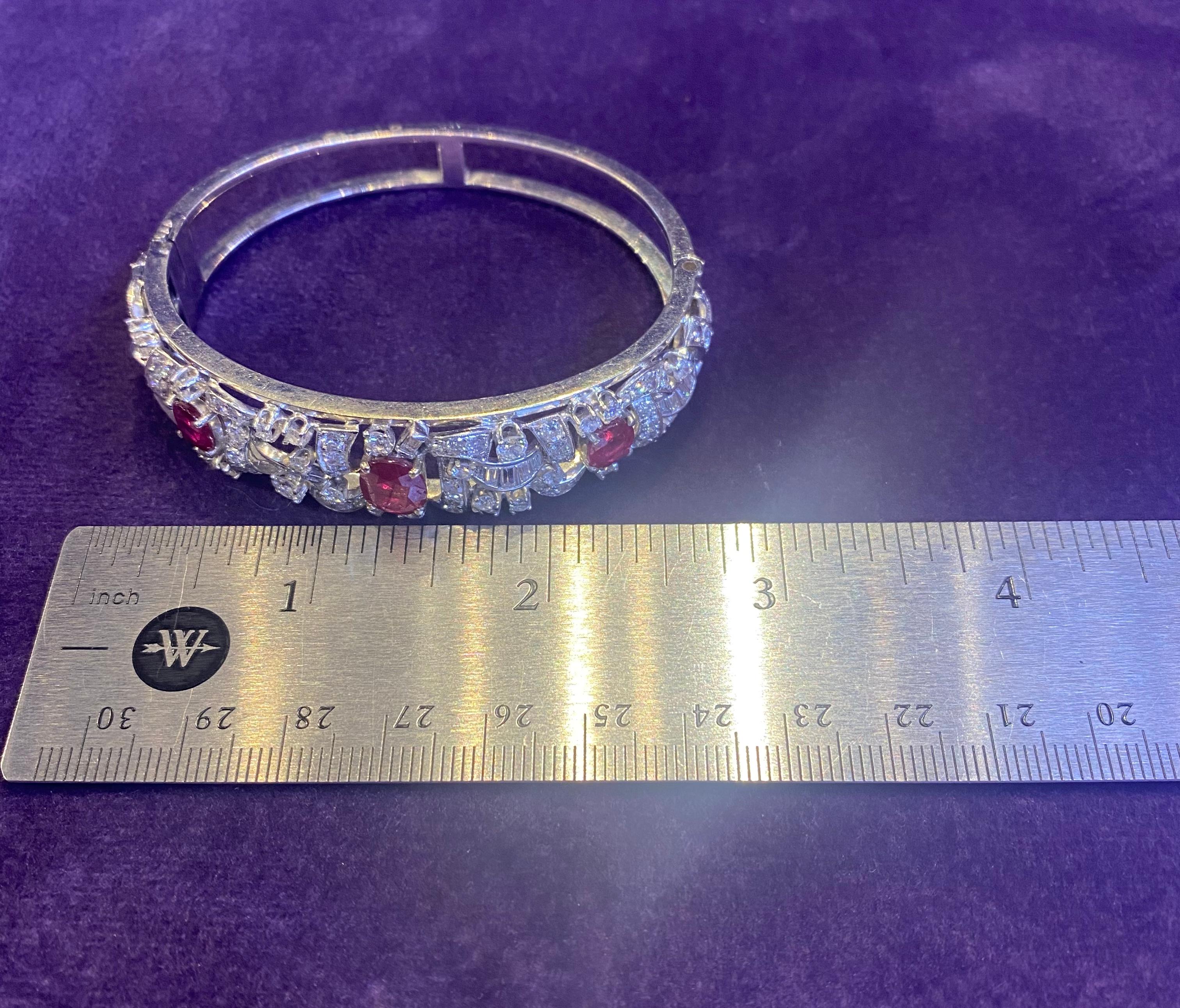 Oval Cut Ruby & Diamond Bangle Bracelet For Sale 6