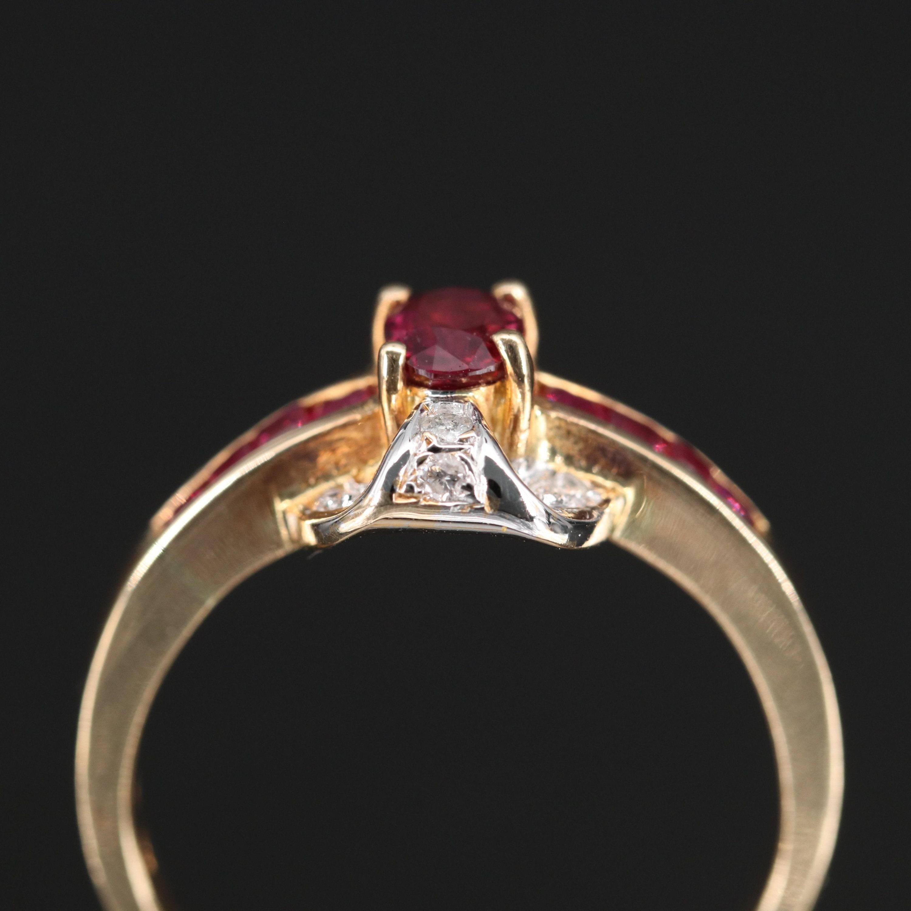 For Sale:  Oval Cut Ruby Diamond Engagement Ring, Victorian Ruby Yellow Gold Wedding Ring 2